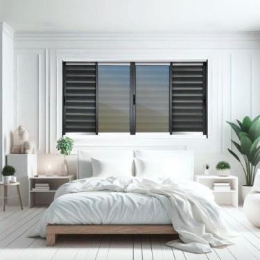 Imagem de Veneziana Elite 6 Folhas Moveis 100 x 200 Vidro Reflex Preto Brimak