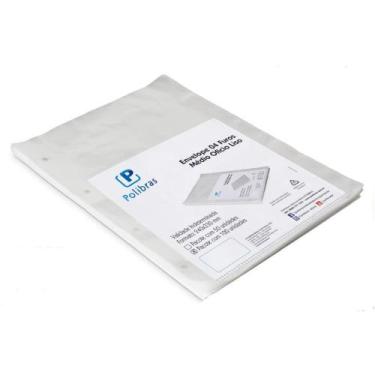 Imagem de Envelope Plastico Oficio 4FUROS Medio 0,10MM PCT.C/100 - Polibras