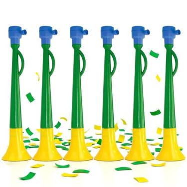 Imagem de Kit 6 Vuvuzelas Buzina Torcida Do Brasil N6 Para Copa Do Mundo 41 Cm S