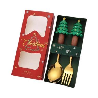 Imagem de Conjunto De Garfo E Colher De Aço Inoxidável Para Natal 2/4/6 Peças, U