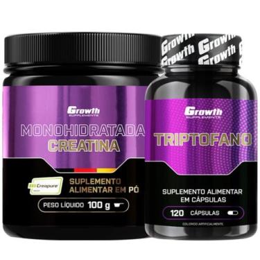 Imagem de Kit Creatina Pura 100g Creapure + Triptofano 120 Caps Growth