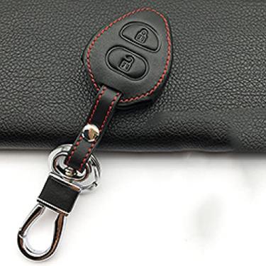 Imagem de WSWJDW Couro masculino feminino porta-chaves do carro capa porta-chaves chaveiro bolsa, apto para Toyota Tarago RAV4 Corolla Camry Celica Avalon 3, preto 1