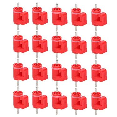 Imagem de GLOGLOW 20 peças de água de frango, alimentadores de mamilos, alimentadores automáticos de plástico vermelho para animais de fazenda, alimentadores de bebidas de aves, pato e galinha (vermelho)