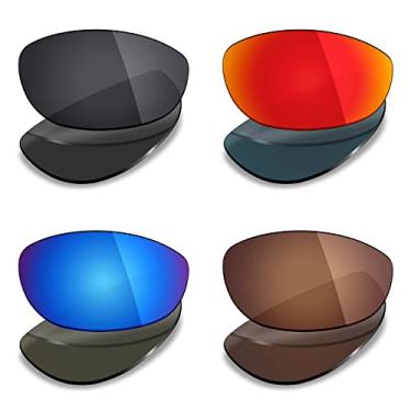 Imagem de 4 pares de lentes polarizadas de substituição Mryok para óculos de sol Costa Del Mar Harpoon – Stealth preto/vermelho fogo/azul gelo/bronze marrom