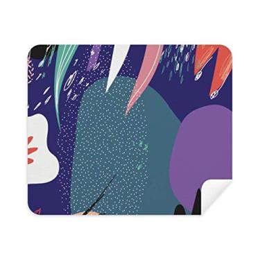 Imagem de Pano de limpeza de tela de telefone com estampa de plantas abstratas azul 2 peças tecido de camurça
