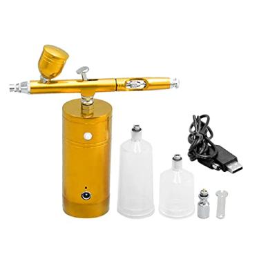 Imagem de Cuculo Kit de aerógrafo USB recarregável Aerógrafo portátil Bomba de spray de compressor de dupla ação Pistola de aerógrafo portátil para FX quiagem pintura hidrate