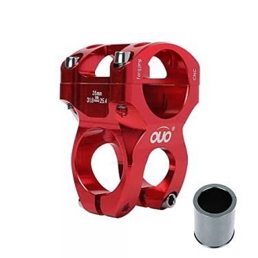Imagem de Hastes de guidão de bicicleta 35 mm com espaçador ajustável 31,8 a 25,4 de liga de alumínio CNC curto para a maioria das bicicletas, bicicletas de estrada, MTB, BMX, equipamento fixie, ciclismo (vermelho)