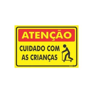 Imagem de Placa de Sinalização Plástico 20x30cm Cuidado Criança 