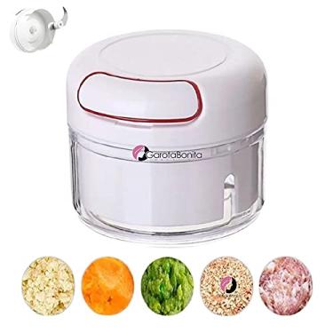 Imagem de GAROTA BONITA Mini Multiprocessador Triturador Manual Alho 2 Lâminas Inox