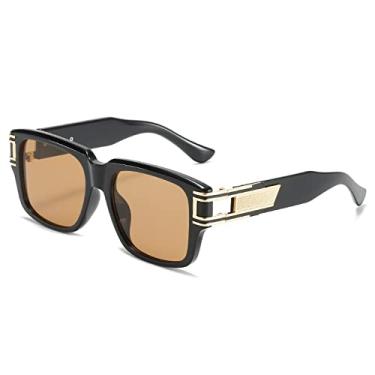 Imagem de Óculos de Sol Quadrado Retro Masculino Luxo Grandes Mulheres Óculos de Sol Moda Óculos de Sol para Condução de Carros UV400, C7 Preto Marrom, Outros