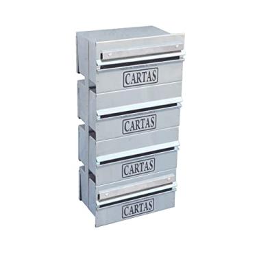 Imagem de Caixa Correio Condomínio Detrás Para Grade Inox 4 Módulos