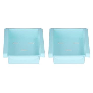 Imagem de Gaveta de armazenamento de geladeira, 2 peças organizador de geladeira empilhável com orifícios de ventilação, alça integrada para classificar condimentos vegetais carne