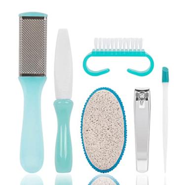 Imagem de Trim Kit de pedicure – Inclui cortador de unha, empurrador de cutícula, pedra-pomes, removedor de calos, lixa de contorno dos dedos, escova de unhas e bolsa de armazenamento - Conjunto de cuidados com