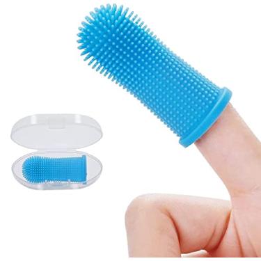 Imagem de Dedo Escova de Dentes Silicone Para Pet Com Case Higiênico Limpeza Dos Dentes Do Cão para Cães Gatos Animais de Estimação, IBMKIDS (Azul)