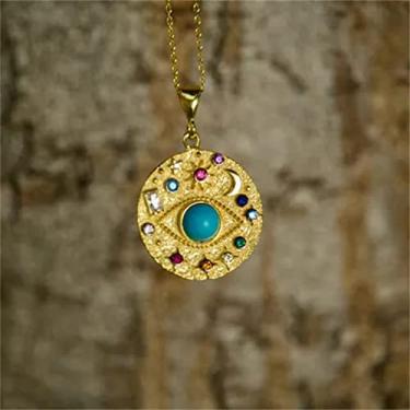 Imagem de Amuleto Magical Lucky Symbols Horus Eye, Blue Stone Eyes Crystal Sun Star Lua Pingente Colar (olho azul)