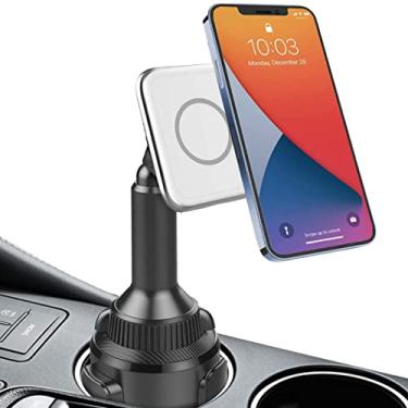 Imagem de Aporia – Compatível com carregador de carro MagSafe para Apple iPhone 13 e 12 Mini Pro Max | Carregador de suporte de telefone para carregamento Qi rápido sem fio magnético (MagSafe branco no porta-copos)