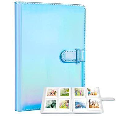 Imagem de Ablus Mini álbum de fotos com 128 bolsos para mini câmera Fujifilm instax, Polaroid Snap, Z2300, câmeras instantâneas SocialMatic e impressora instantânea com zíper (128 bolsos, azul claro mágico)