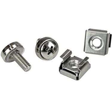 Imagem de Porcas para gaiola StarTech.com CABCAGENT62B M6 – Pacote com 100, pretas – Porcas para gaiola de montagem M6 para rack de servidor e armário, 20x M5, Silver Cage Nuts, 20x M5