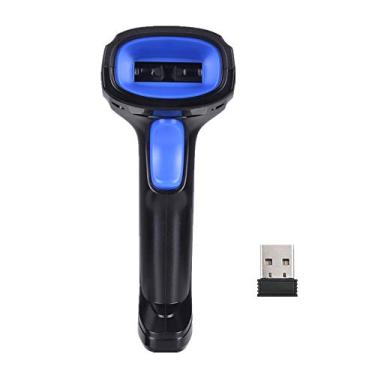 Imagem de Leitor de código de barras sem fio 2 em 1 2.4G e scanner de código de barras com fio USB Leitor de código de barras 1D portátil automático com bateria recarregável Mini receptor USB cabo USB