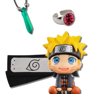 Imagem de Kit Ninja Infantil - Boneco Ninja + Bandana Aldeia da Folha + Anel Itachi + Colar Tsunade