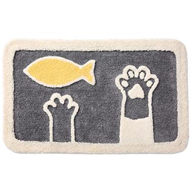 Imagem de SHENGANG Tapete de banho aglomerado para decoração de casa tapete de porta de banheiro absorvente antiderrapante tapete de banho super macio, 06,45x65cm