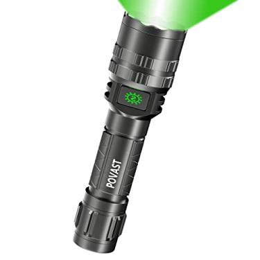 Imagem de POVAST PVL2 Lanterna LED recarregável com luz verde zoomável, 1200 lúmens, luz de tocha brilhante para ambientes externos com bateria para caça