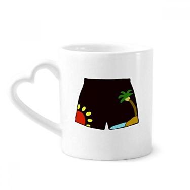 Imagem de Calça de praia preta ilustração padrão caneca café cerâmica copo de coração de vidro