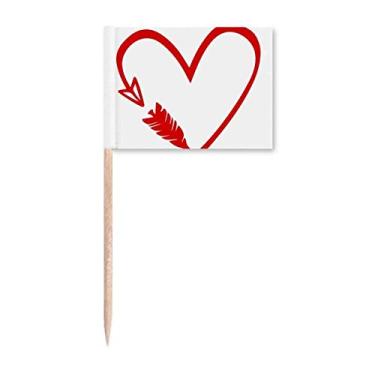 Imagem de Design vermelho com ilustração de coração de flecha e palito de dentes marcadores para decoração de festa