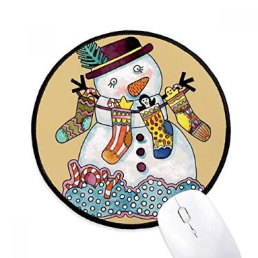 Imagem de DIYthinker mas Snowman Sock Festival Mouse Pad Desktop Office Tapete Redondo para Computador