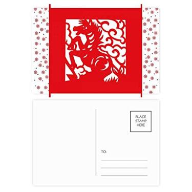 Imagem de Cortado em papel cavalo animal China zodíaco Natal flor celebração cartão postal bênção postal