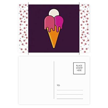 Imagem de Cartão postal de celebração de flores de Natal com estampa de cone doce de sorvete e vermelho branco