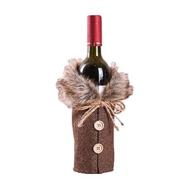 Imagem de burko Cobertura de garrafa de vinho de Natal Lindas roupas de garrafa de vinho de pele falsa para festas de Natal Festivais de Natal Decorações de jantar