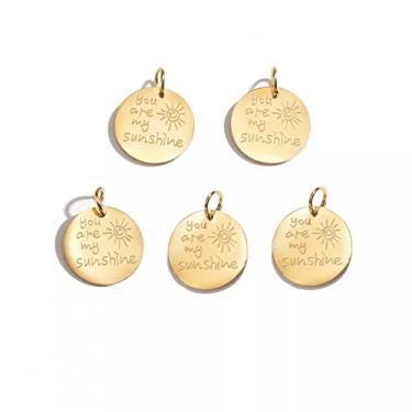 Imagem de CNBPIC 5Pcs/Lot 16Mm Ouro de Aço Inoxidável Você É Meus Pingentes de Encantos de Luz Do Sol Para Joias Diy Fazendo