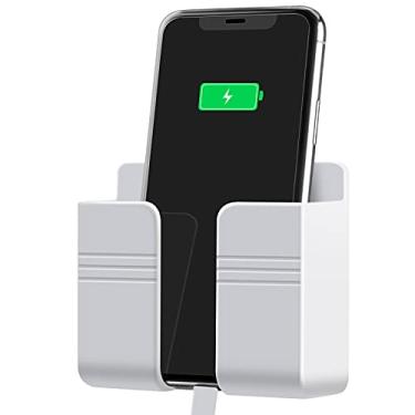 Imagem de CEI&BPY Suporte de celular, suporte de telefone de parede com adesivo 3M, suporte de celular compatível com iPhone e Android para carregamento, quarto, caravana (branco)