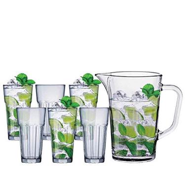 Imagem de Ruvolo,Kit de Jarra de Vidro 1,2L e 6 Copos de Vidro, Jogo de Jarra de Suco com Copos 380ml