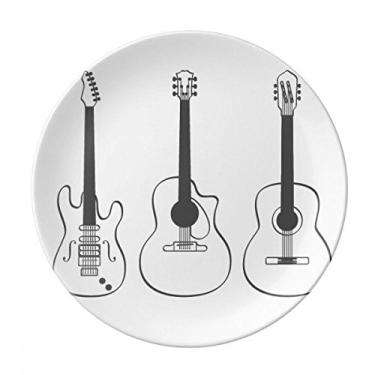 Imagem de Prato de sobremesa de guitarra com combinação de instrumentos musicais de porcelana decorativa de 20,32 cm para jantar em casa