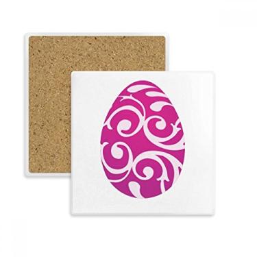 Imagem de Porta-copos quadrado com design de ovo roxo de páscoa para festivais de religião da Páscoa