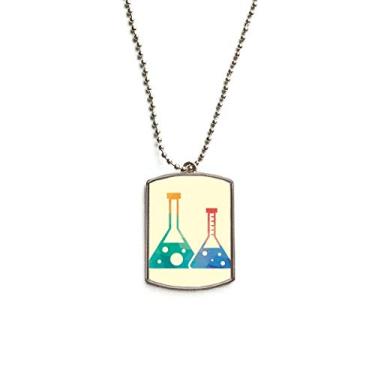Imagem de DIYthinker Colar para animais de estimação com pingente de corrente de aço inoxidável com estampa de química com dois cônicos