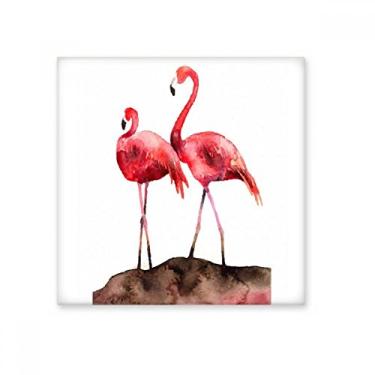 Imagem de Decalque brilhante de azulejo de cerâmica flamingo casal amor vermelho pedra adornada tijolo vitrificado