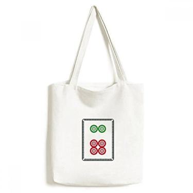 Imagem de Bolsa de lona Mahjong Circle Dots 6 Tile Pattern Tote Bag Shopping Satchel Casual Bolsa