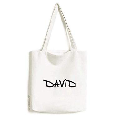 Imagem de Bolsa de lona com escrita especial nome inglês DAVID bolsa de compras casual bolsa de mão