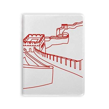 Imagem de Diário de capa macia vermelha The Great Wall Pattern China Notebook Gum Cover Diary