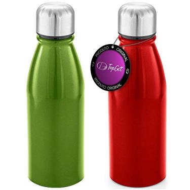 Imagem de Kit 2x Squeeze Alumínio 500 ml Wave TopGet Verde e Vermelho