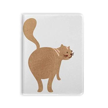 Imagem de Diário de capa macia marrom fofo para gatos andando com desenho de goma