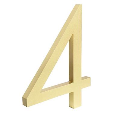 Imagem de Placa de casa flutuante 3D de 4/6 polegadas, números grandes de endereço domiciliar placa 0-9 suporte resistente, placa de sinalização ao ar livre, liga, dourada