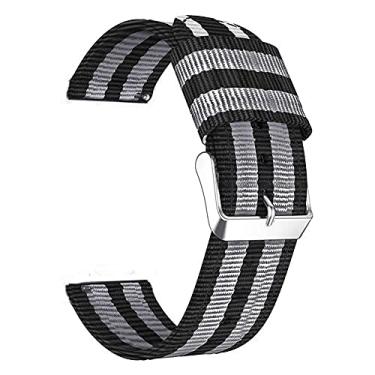 Imagem de Pulseira 22mm Nylon Listrada compatível com Samsung Galaxy Watch 3 45mm - Galaxy Watch 46mm - Gear S3 Frontier - Amazfit GTR 47mm - Amazfit GTR 2 - Marca LTIMPORTS (Preto/Cinza)