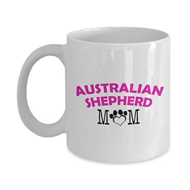 Imagem de Caneca divertida para casal de pastor australiano - Pai pastor australiano - Mãe pastor australiano - Presentes apaixonados por pastor australiano - Ideia exclusiva de presentes de cerâmica (Mom)