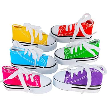 Imagem de Bonka Bird Toys 6 mini tênis coloridos de algodão para desfiar foraging treat mastigar papagaio periquitos, calopsita e pássaros semelhantes