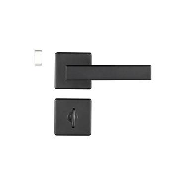 Imagem de Fechadura 409 Roseta Quadrada Máquina 55 Preto Texturizado Para Banheiro Pado