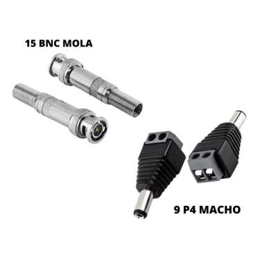 Imagem de Kit Com 15 Conectores Bnc Mola + 9 P4 Macho - Intelbras